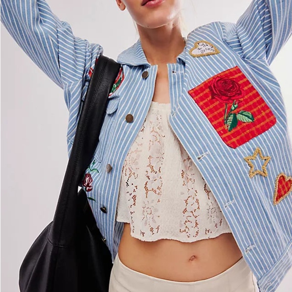FREE PEOPLE WOMEN'S STACEY LACE CROPPED SHIRT - Picture 14 of 14